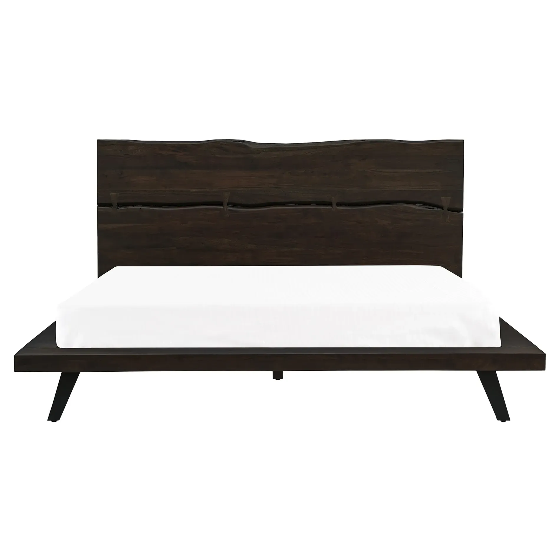 Atlas Queen Size Bed Frame - Dark Brown, Acacia Wood