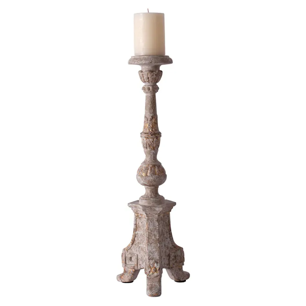 Atlas Small Candlestick Candleholder - Grey, Composite image