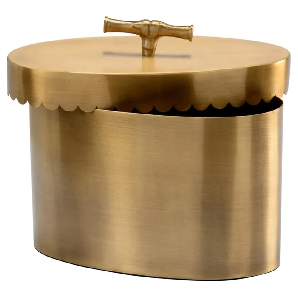 Atlas Small Oval Decorative Box - Antique Gold, Brass