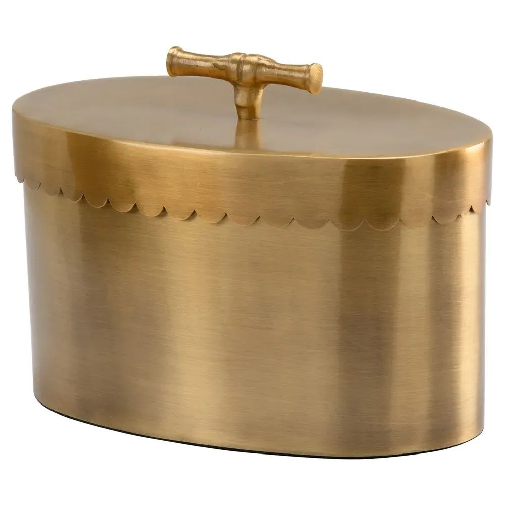 Atlas Small Oval Decorative Box - Antique Gold, Brass image