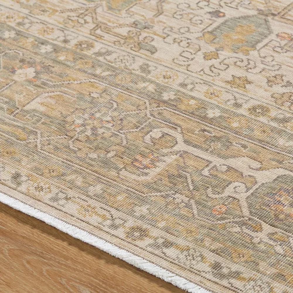 Atlee Oushak Patterned Rug - Beige, Wool