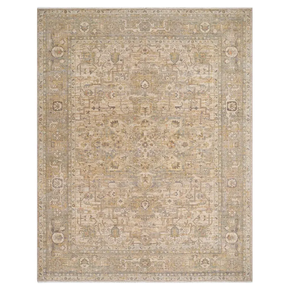Atlee Oushak Patterned Rug - Beige, Wool