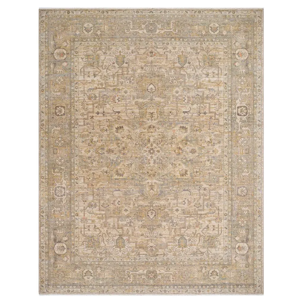 Atlee Oushak Patterned Rug Sample - Beige, Wool image