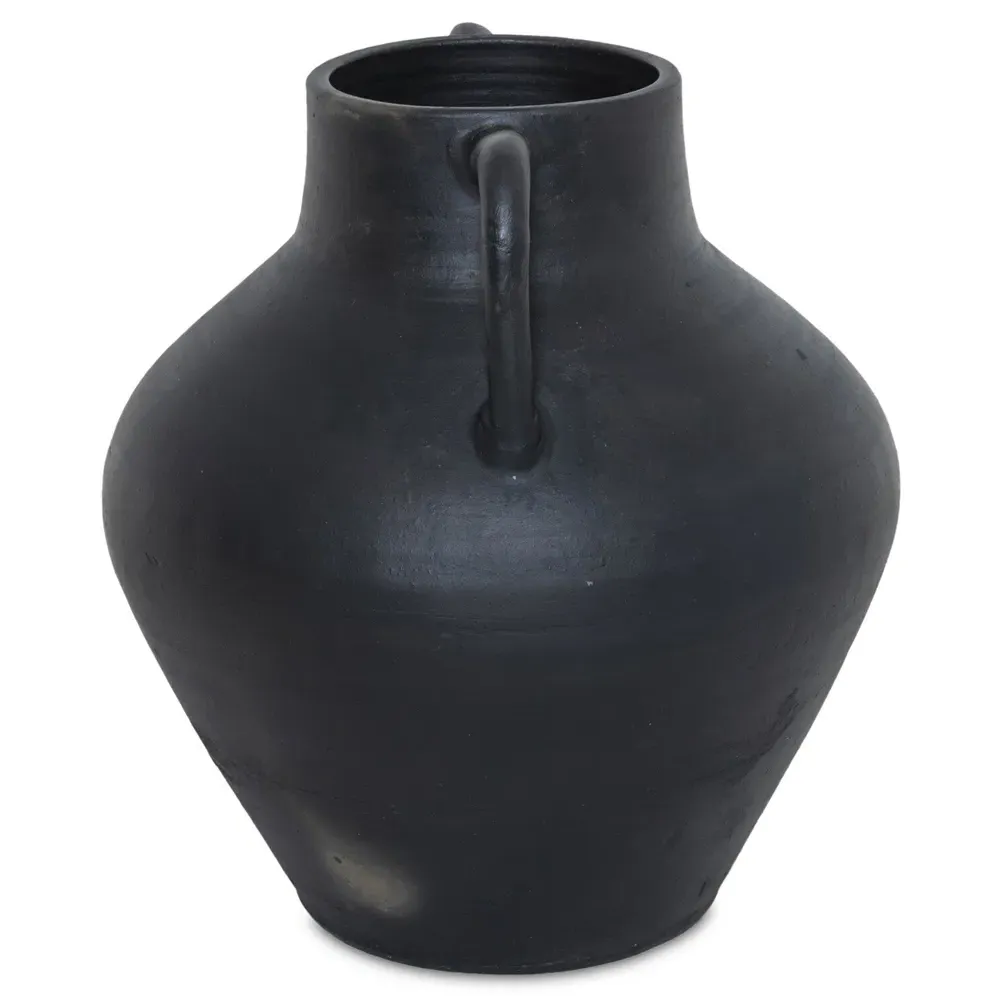 Atrani Terracotta Vessel with Handles - Aged Black
