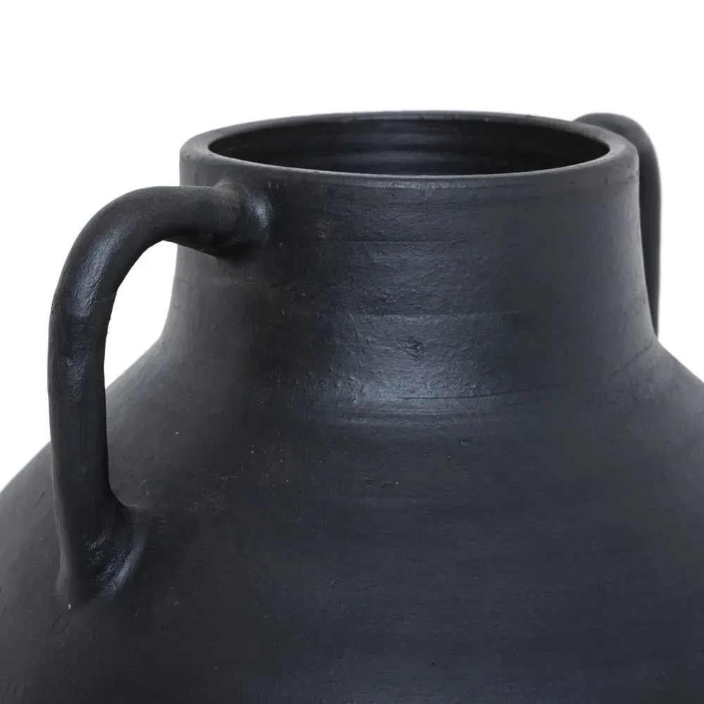 Atrani Terracotta Vessel with Handles - Aged Black