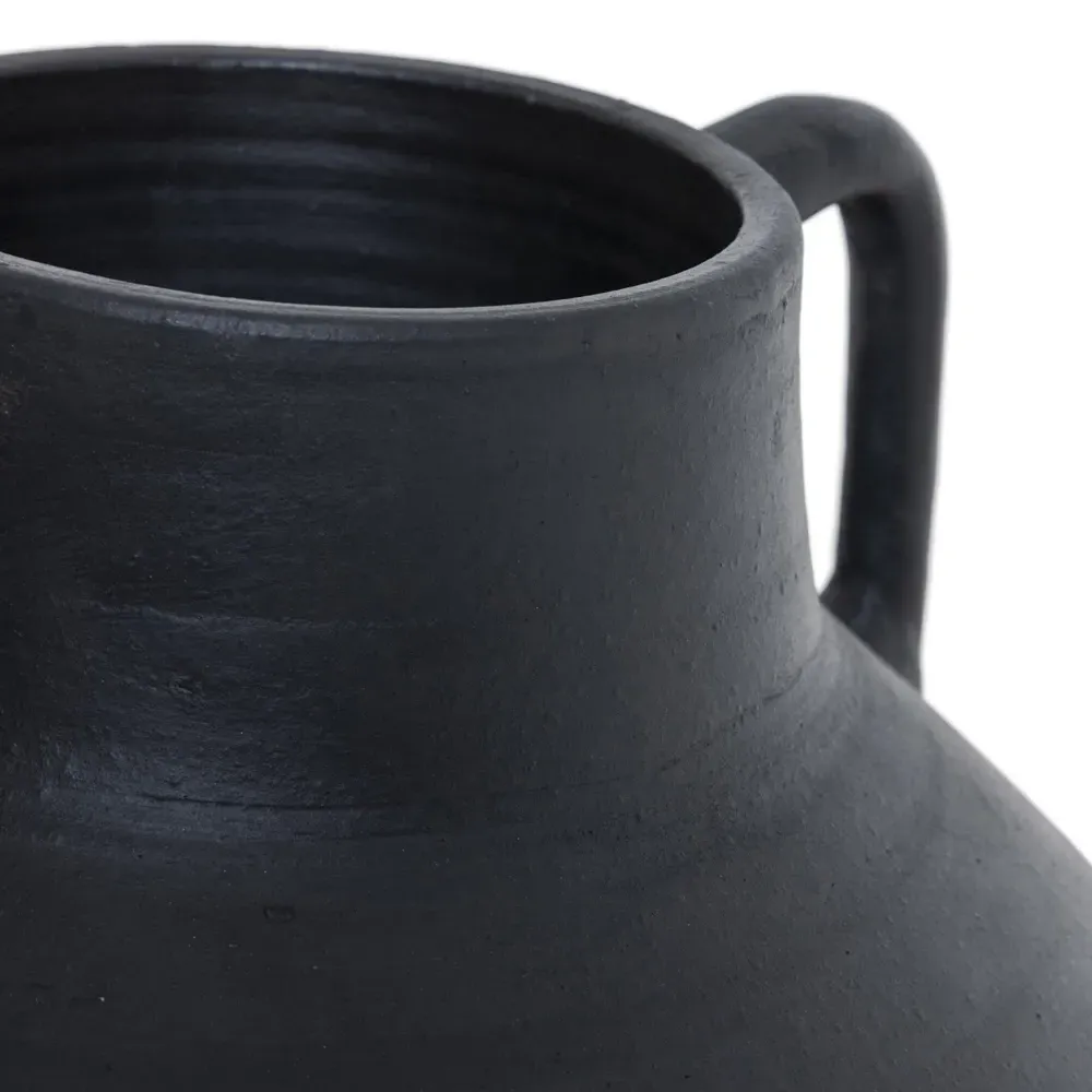 Atrani Terracotta Vessel with Handles - Aged Black