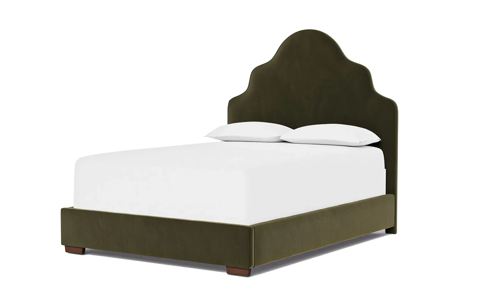 Aubriella King Size Bed Frame - Boxwood Green, Velvet