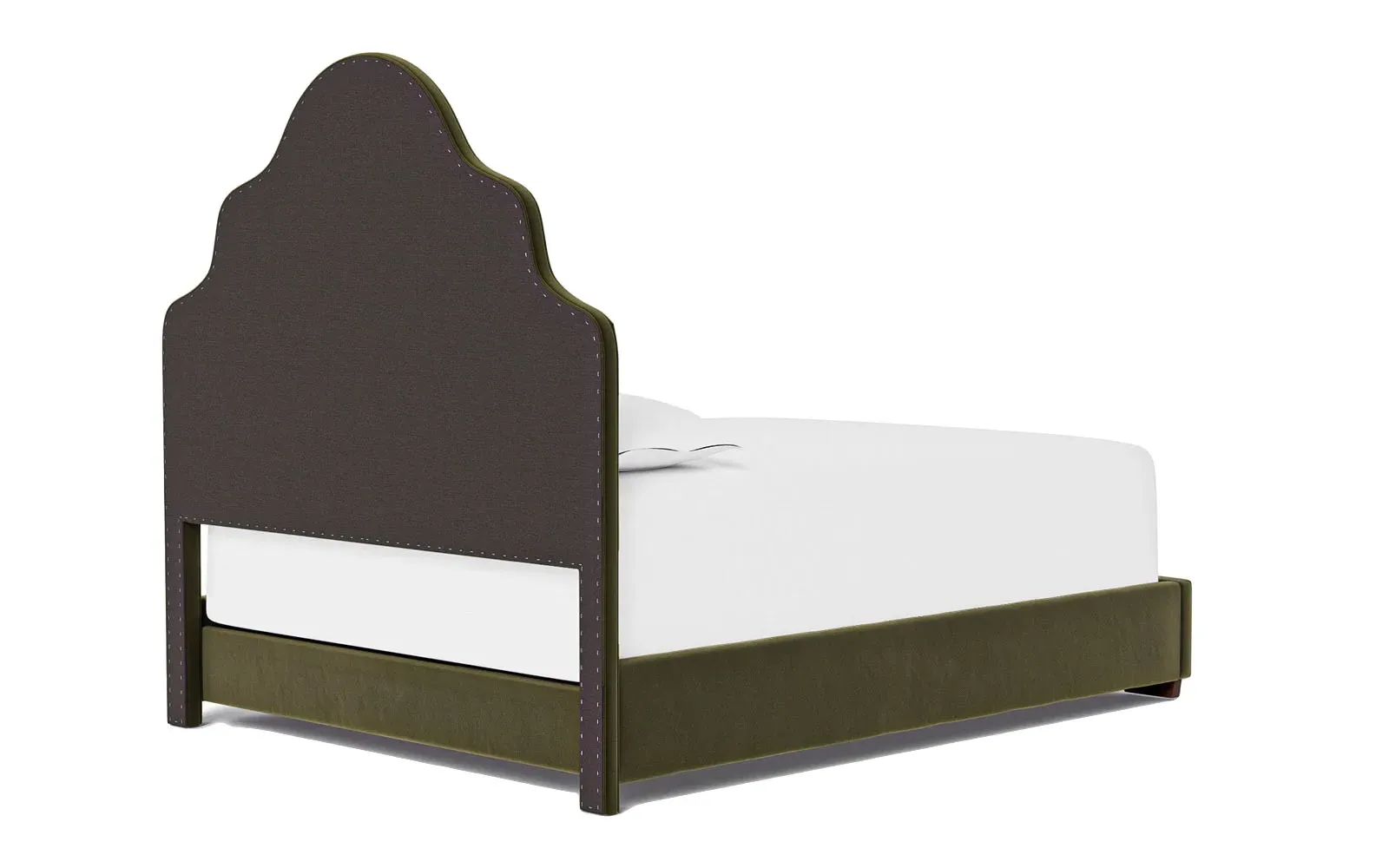 Aubriella King Size Bed Frame - Boxwood Green, Velvet