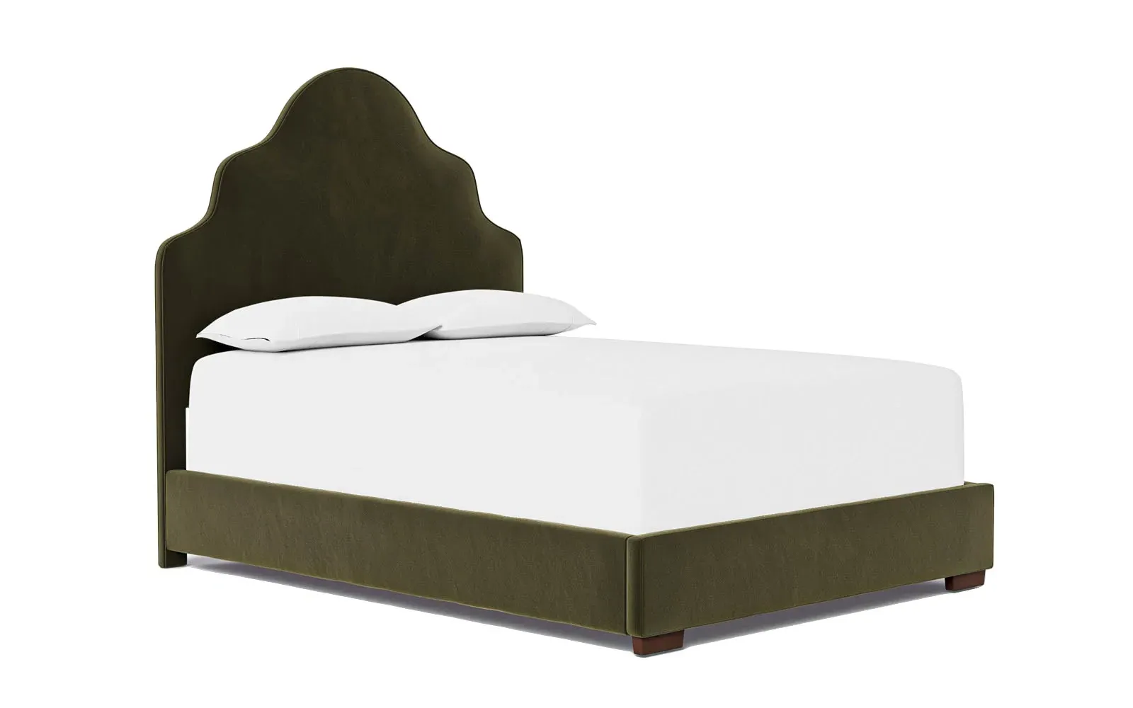 Aubriella King Size Bed Frame - Boxwood Green, Velvet