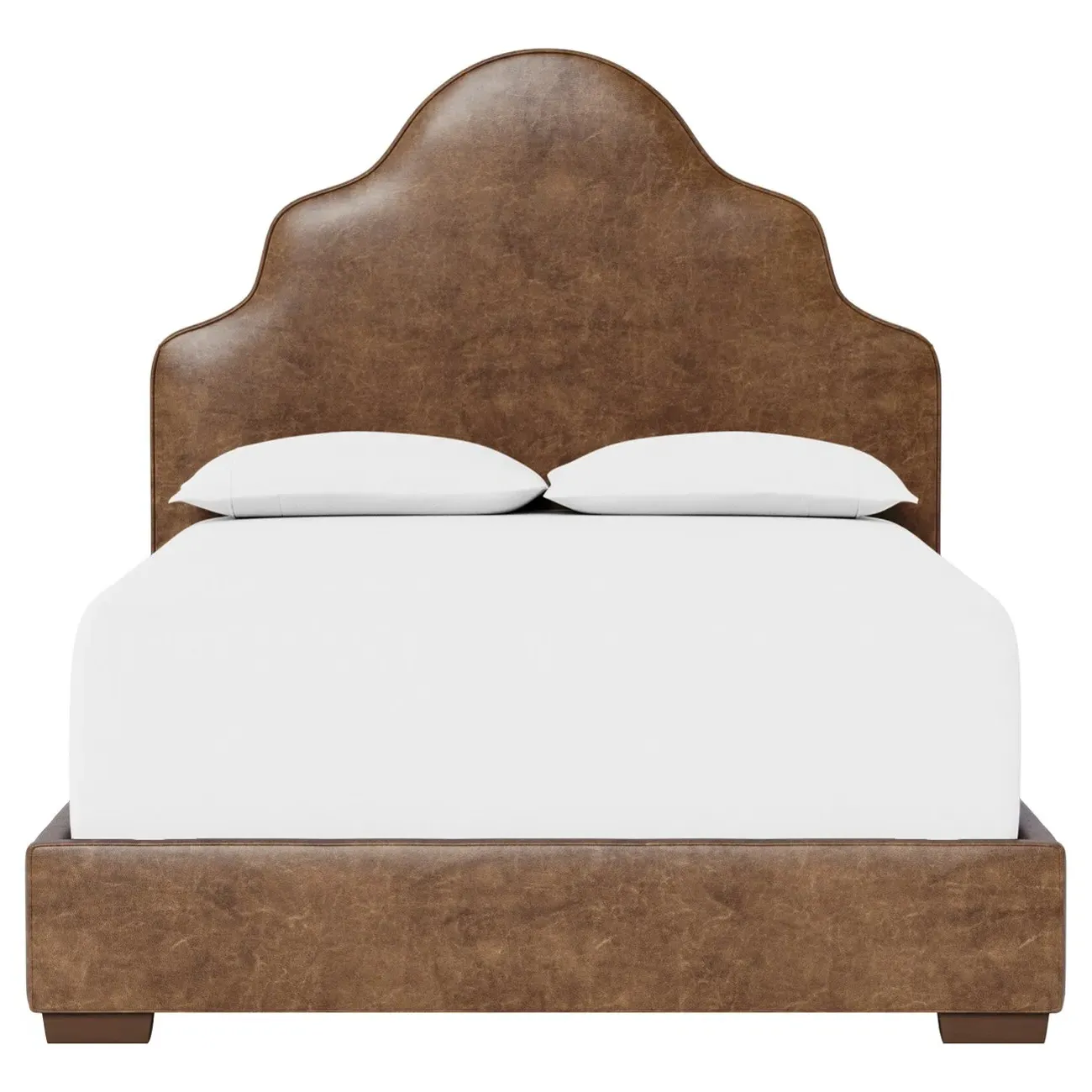 Aubriella King Size Bed Frame - Milk Chocolate, Leather