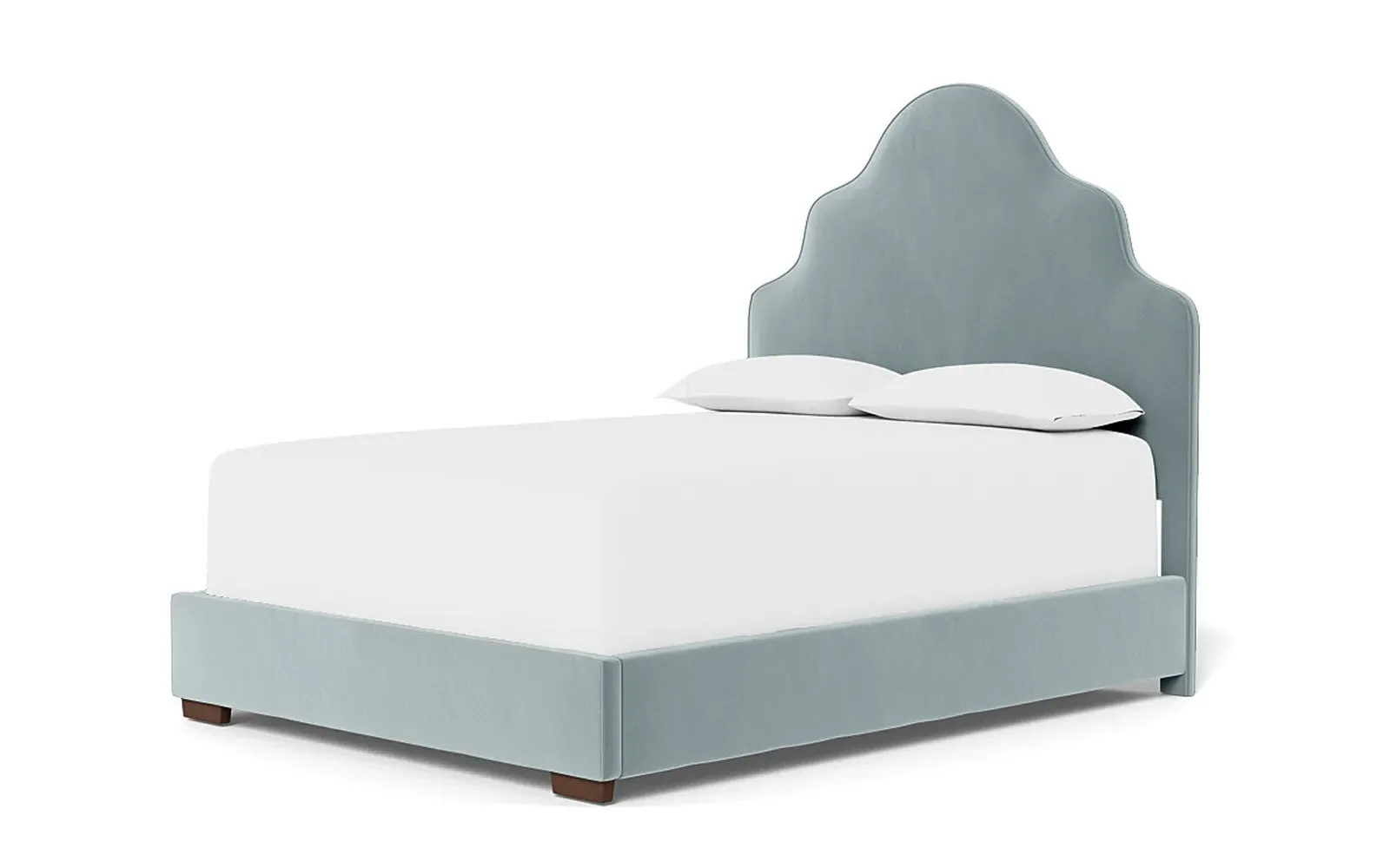 Aubriella King Size Bed Frame - Saltwater Blue, Velvet