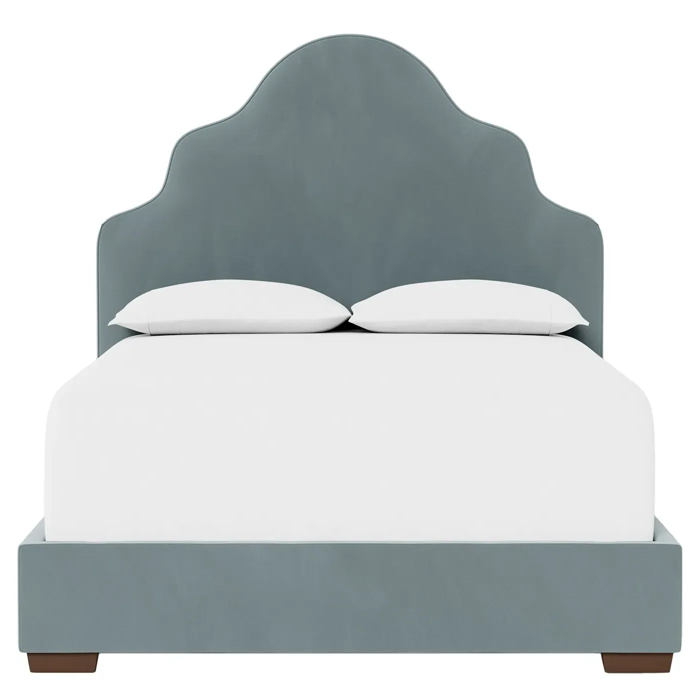 Aubriella King Size Bed Frame - Saltwater Blue, Velvet