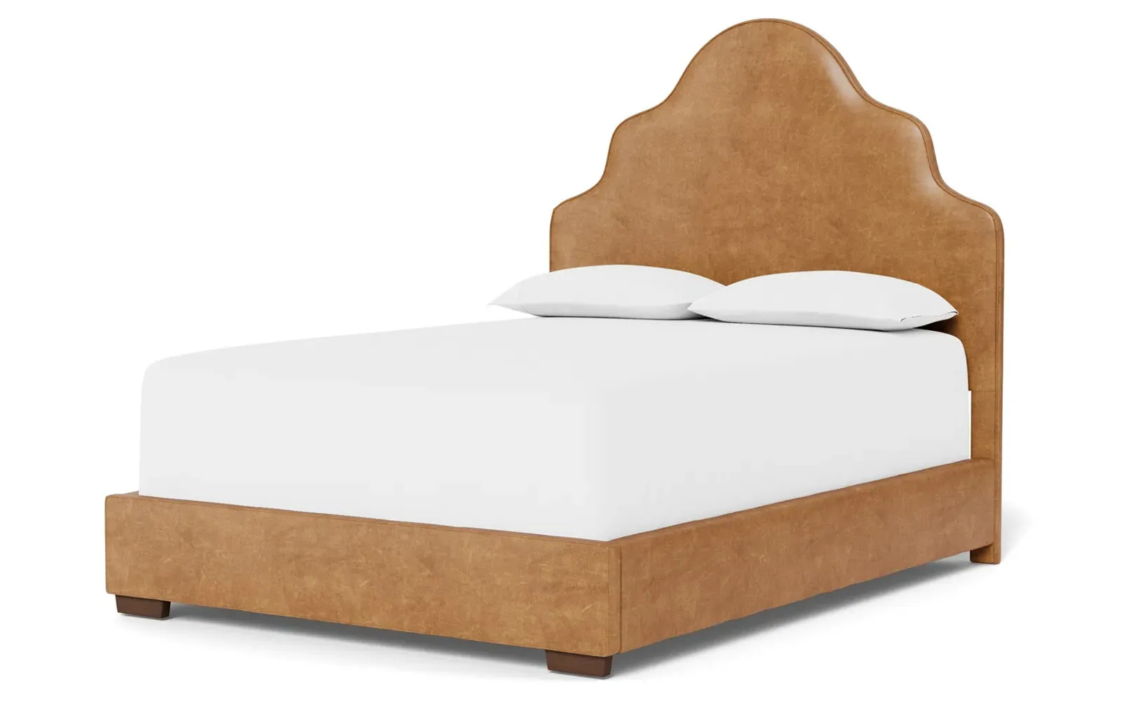 Aubriella Queen Size Bed Frame - Caramel, Leather