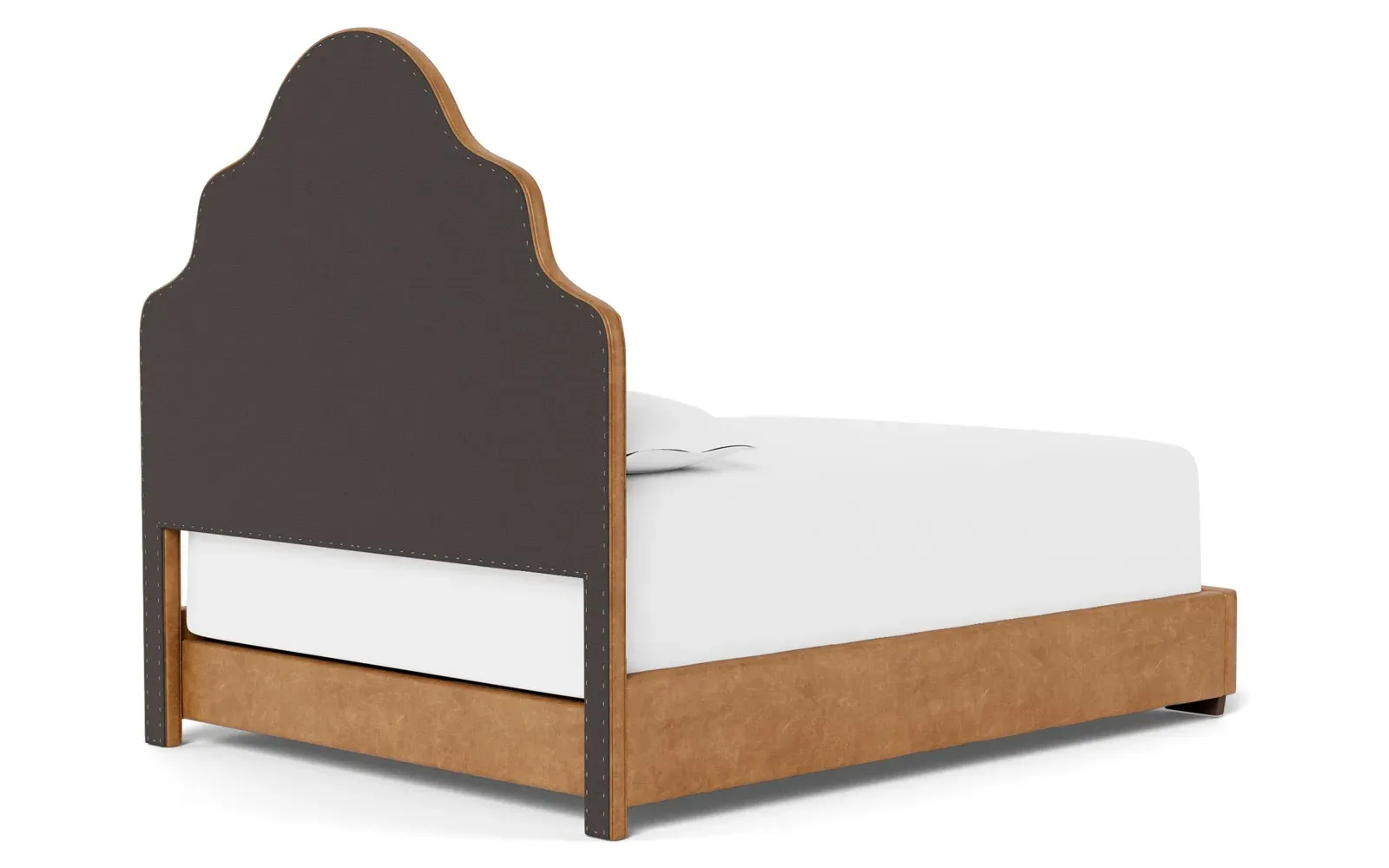 Aubriella Queen Size Bed Frame - Caramel, Leather