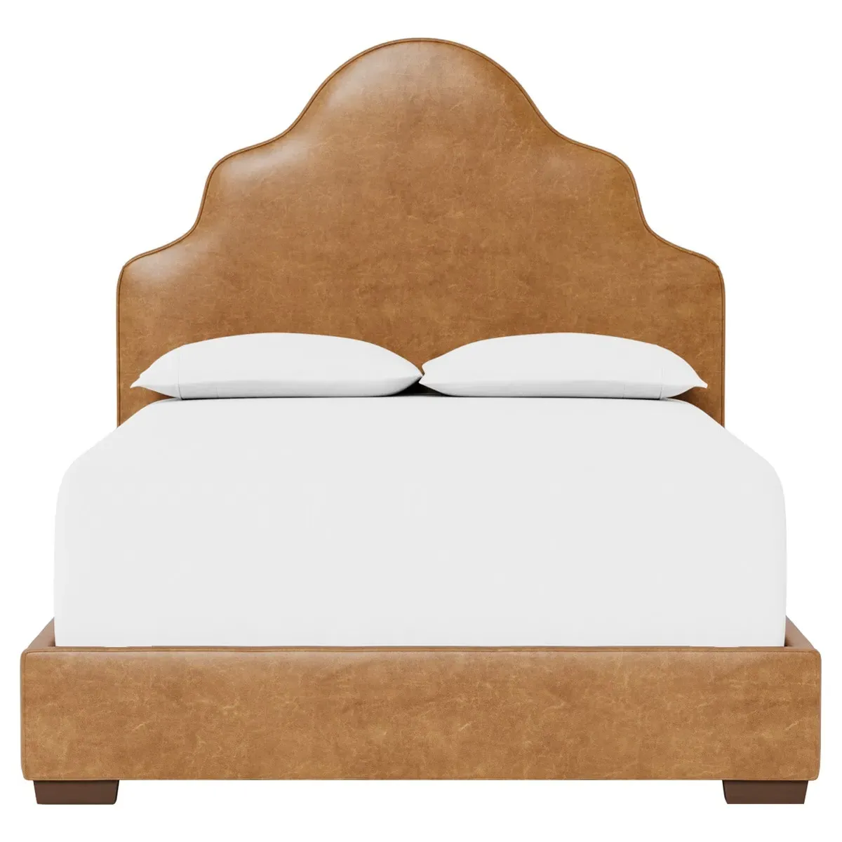 Aubriella Queen Size Bed Frame - Caramel, Leather