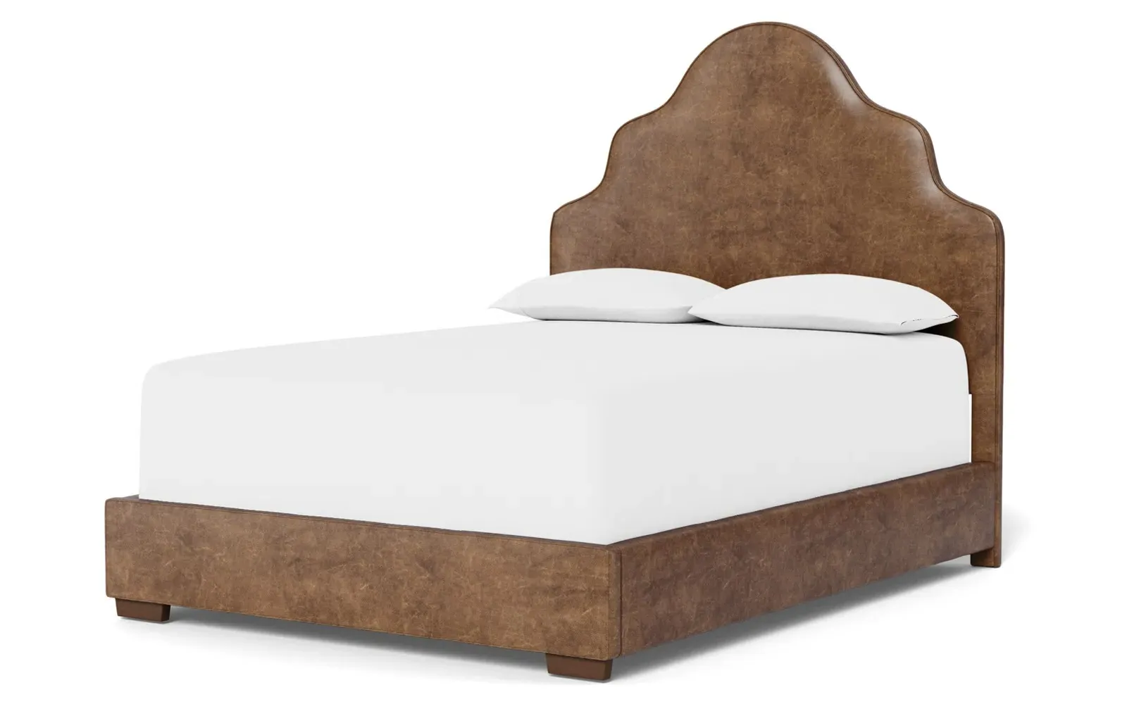 Aubriella Queen Size Bed Frame - Milk Chocolate, Leather