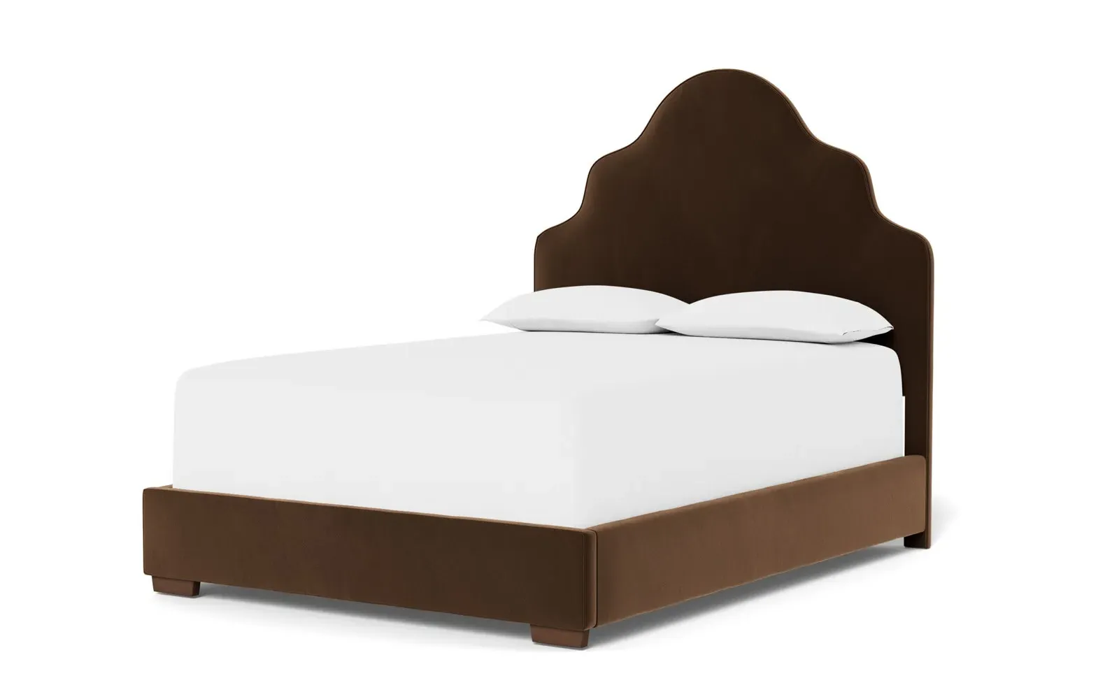 Aubriella Queen Size Bed Frame - Molasses, Velvet