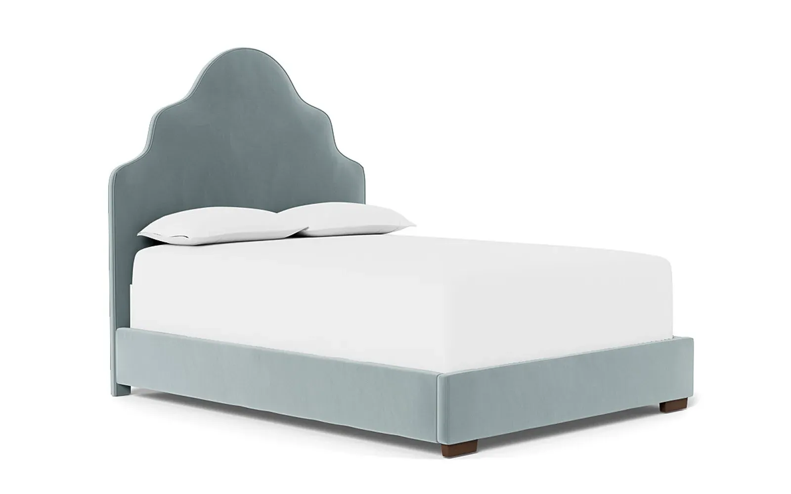 Aubriella Queen Size Bed Frame - Saltwater Blue, Velvet