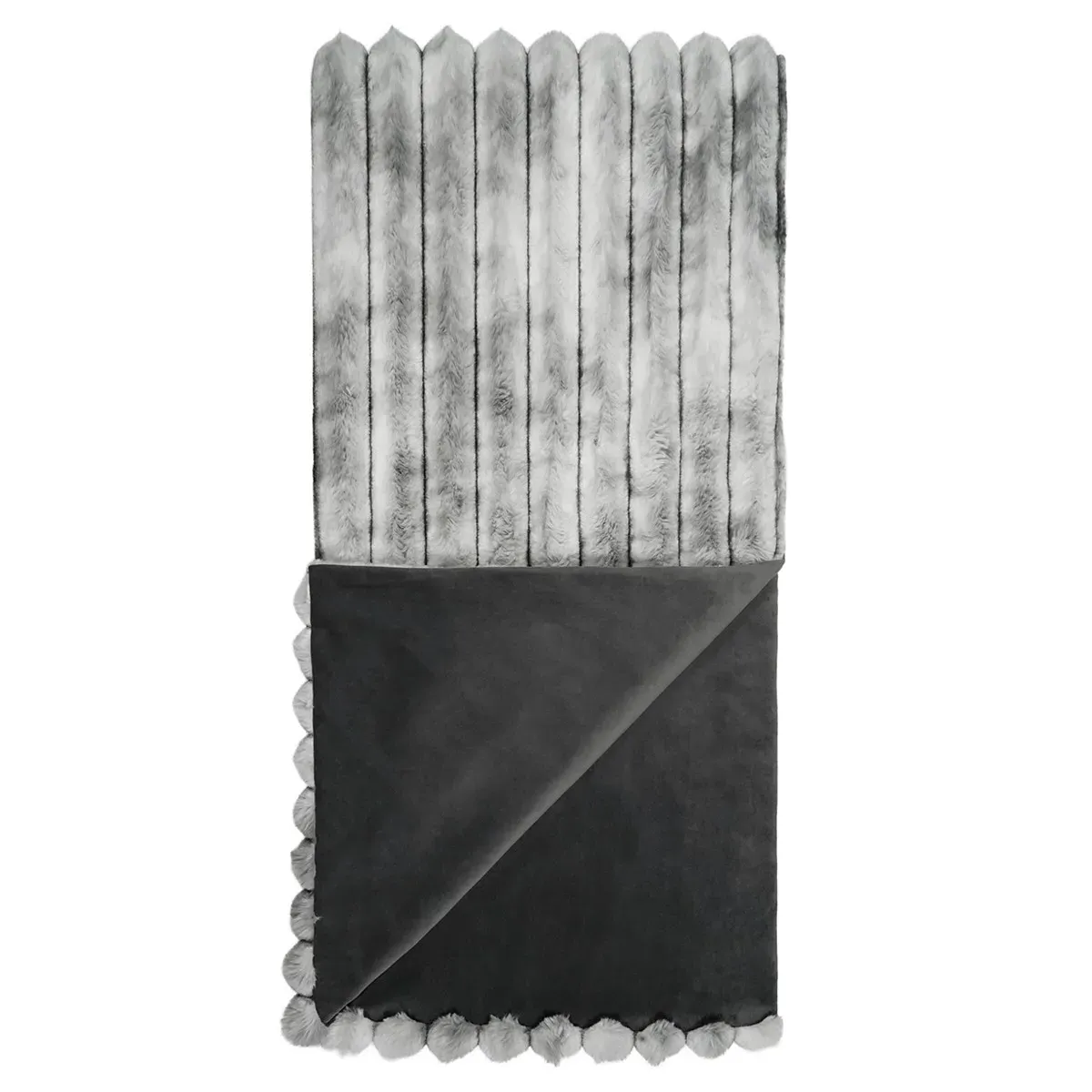 Audrey Faux Fur Throw Blanket - Grey, Polyester