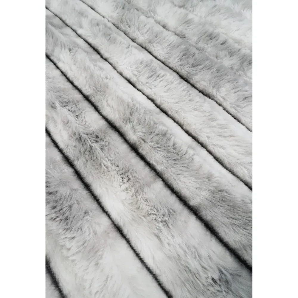 Audrey Faux Fur Throw Blanket - Grey, Polyester
