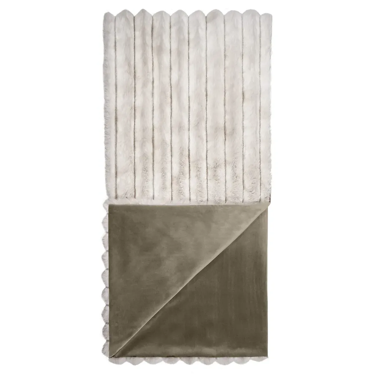 Audrey Faux Fur Throw Blanket - Ivory, Polyester