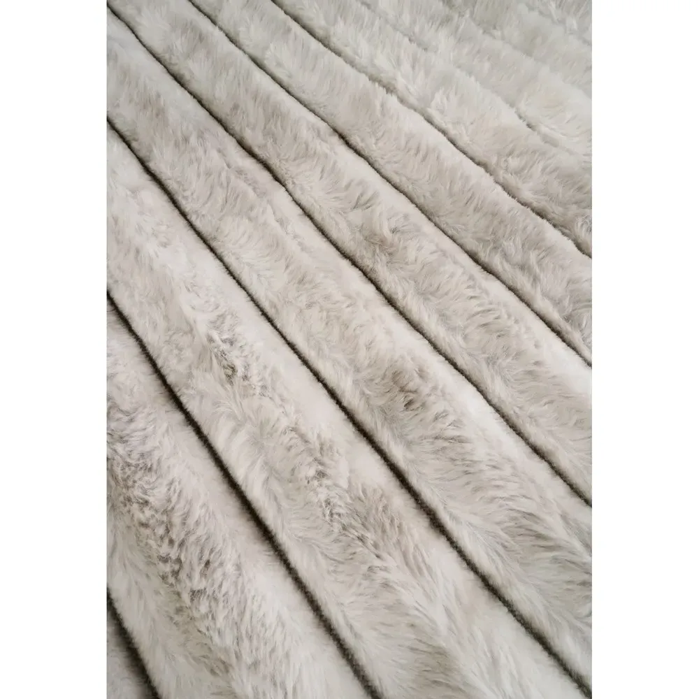 Audrey Faux Fur Throw Blanket - Sand, Polyester