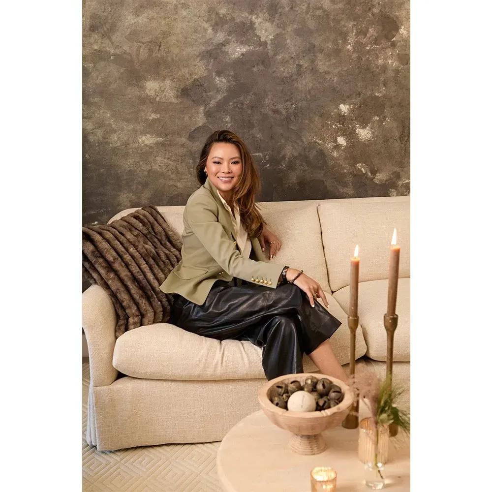 Audrey Faux Fur Throw Pillow - Mocha, Polyester