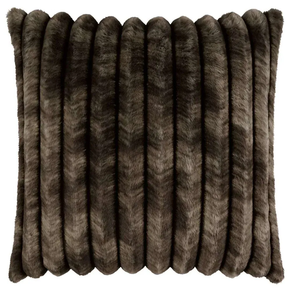 Audrey Faux Fur Throw Pillow - Mocha, Polyester