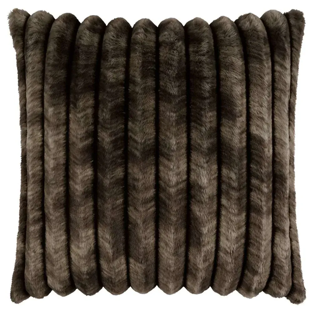 Audrey Faux Fur Throw Pillow - Mocha, Polyester