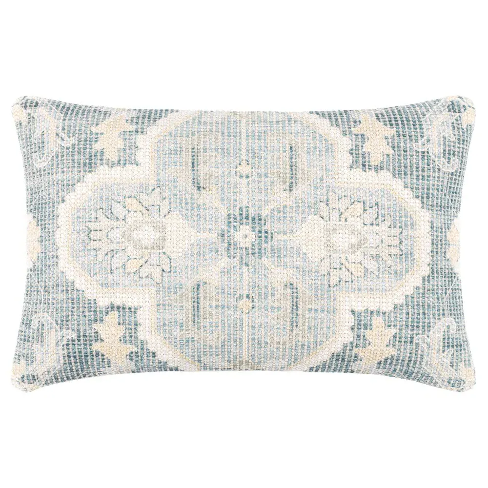 Audrey Floral Down Lumbar Pillow - Teal image