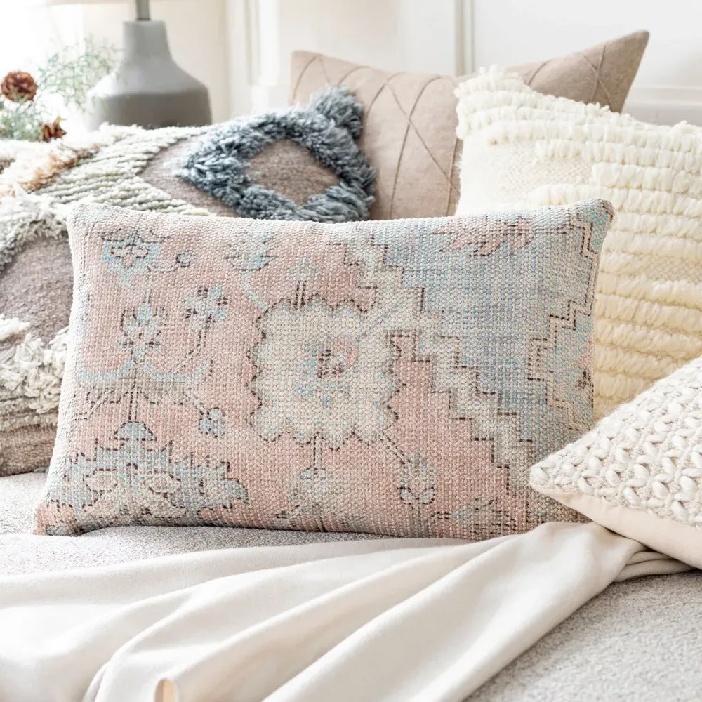 Audrey Floral Lumbar Pillow - Dusty Pink