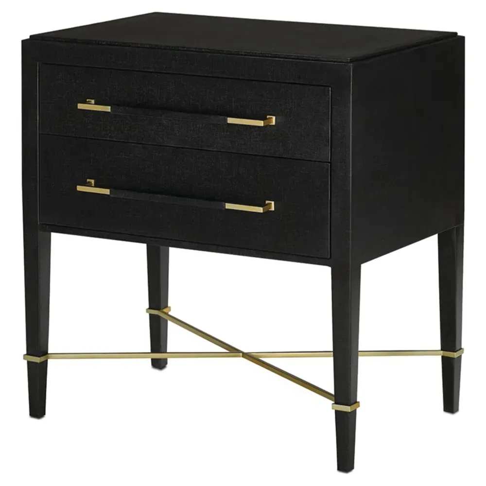 Audrina 2 Drawer Nightstand - Black, Solid Wood