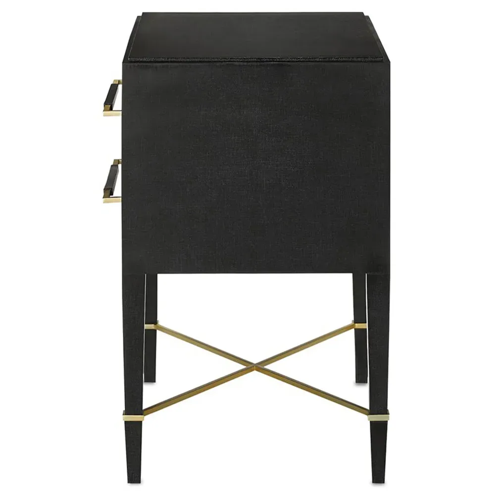 Audrina 2 Drawer Nightstand - Black, Solid Wood