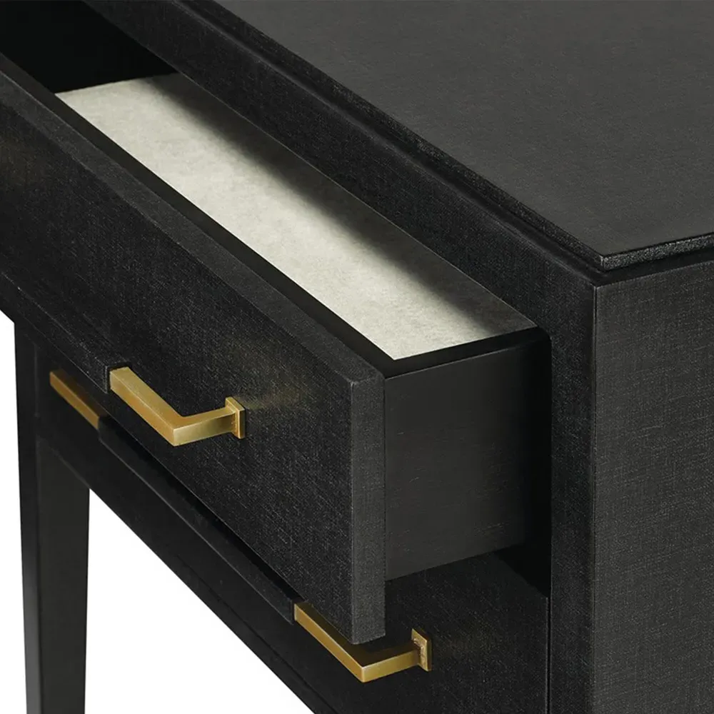 Audrina 2 Drawer Nightstand - Black, Solid Wood