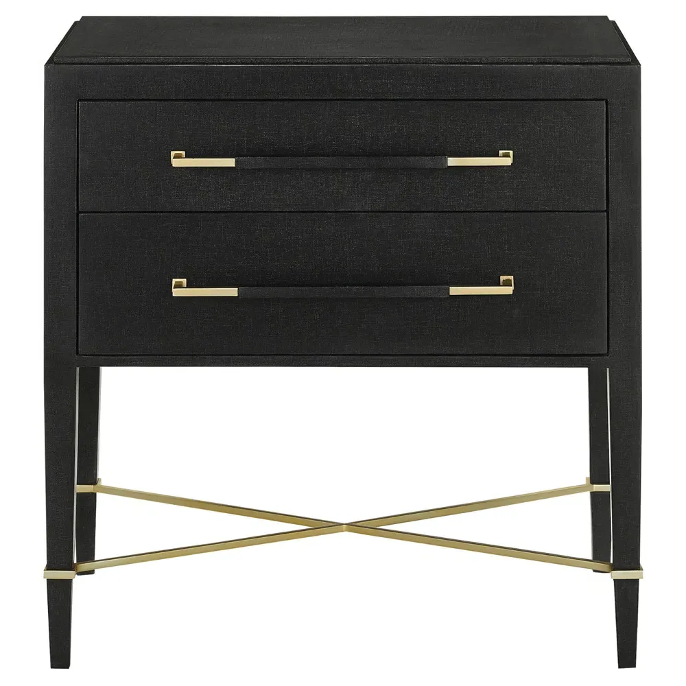 Audrina 2 Drawer Nightstand - Black, Solid Wood image