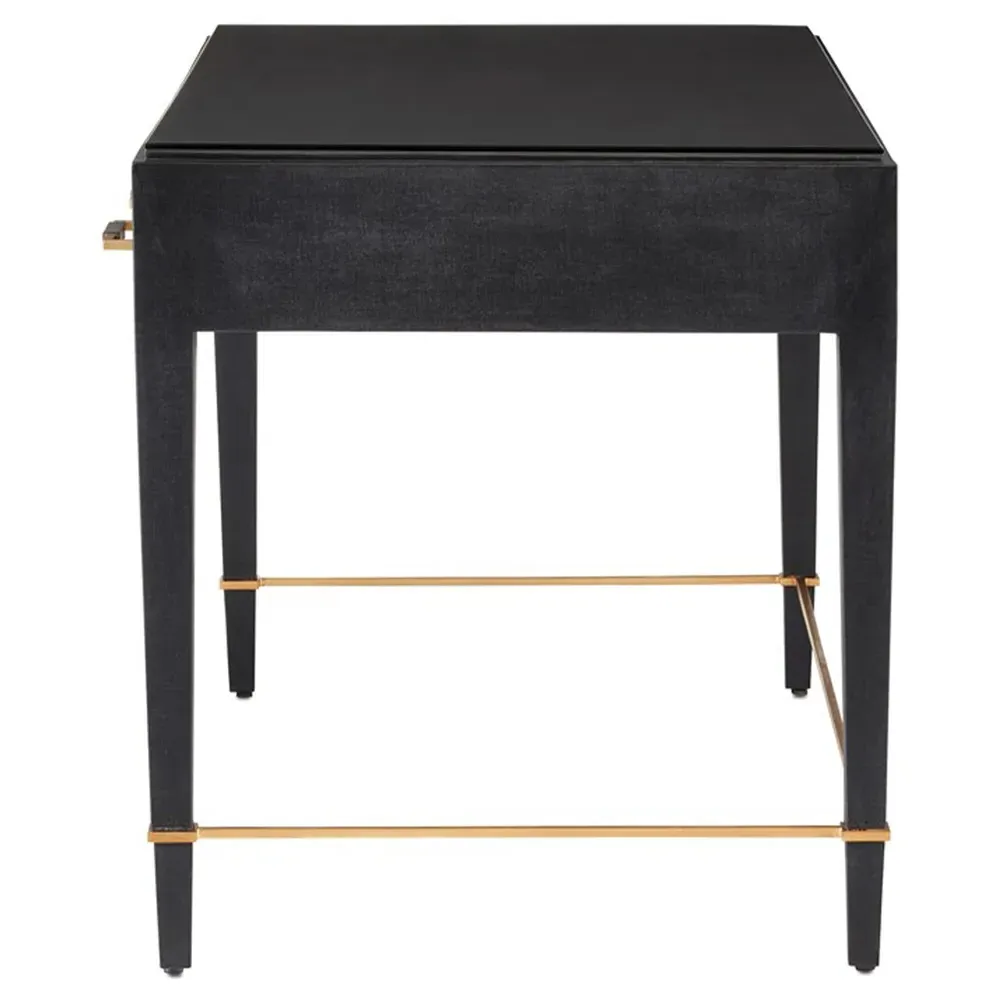 Audrina 3 Drawer Desk - Black, Mahogany Wood