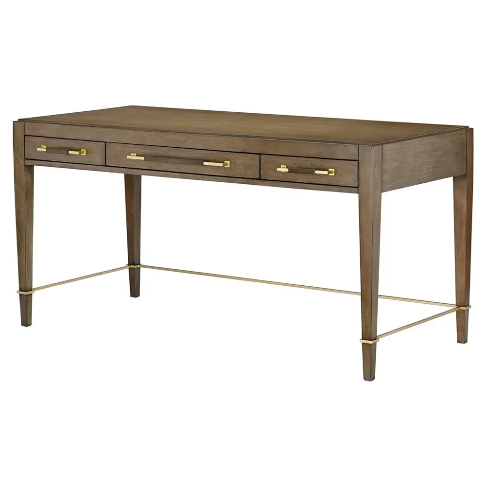 Audrina 3 Drawer Desk - Brown, Mahogany