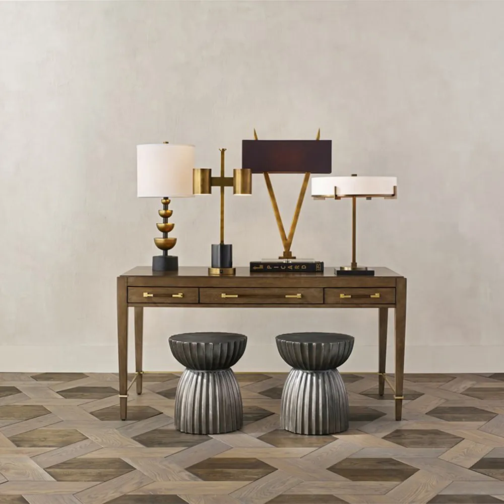 Audrina 3 Drawer Desk - Brown, Mahogany