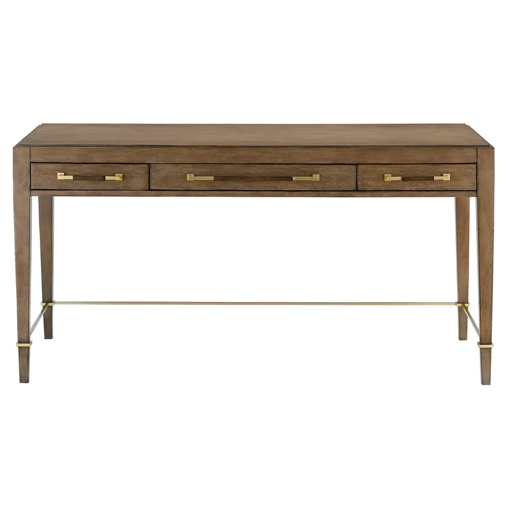 Audrina 3 Drawer Desk - Brown, Mahogany