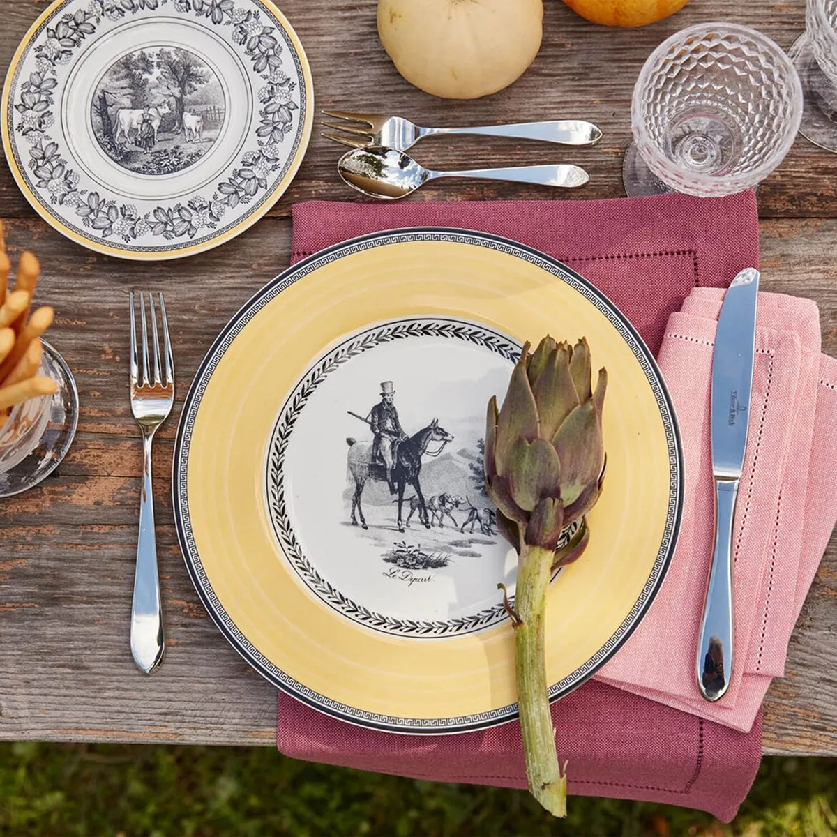 Audun Chasse Dinner Plate - Yellow, Porcelain