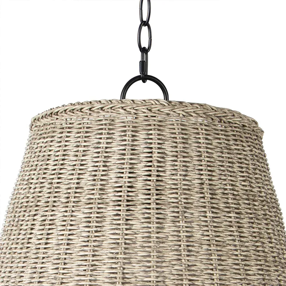 Augustine Large Rattan Wicker Outdoor Pendant - White