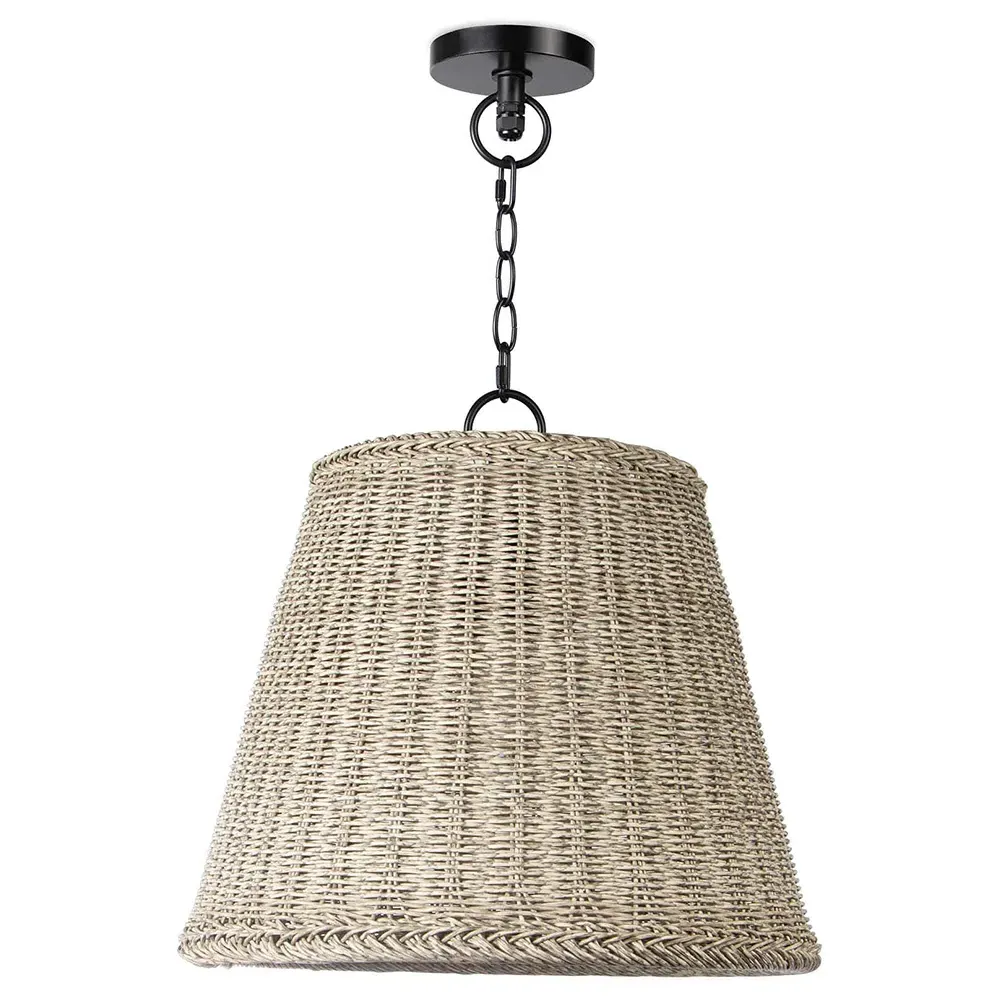 Augustine Large Rattan Wicker Outdoor Pendant - White