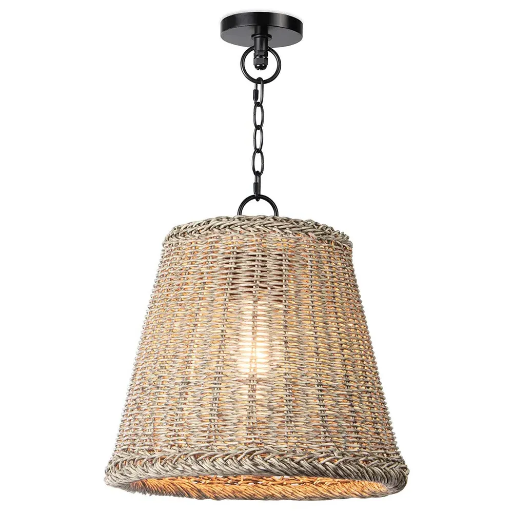 Augustine Small Rattan Wicker Outdoor Pendant - White