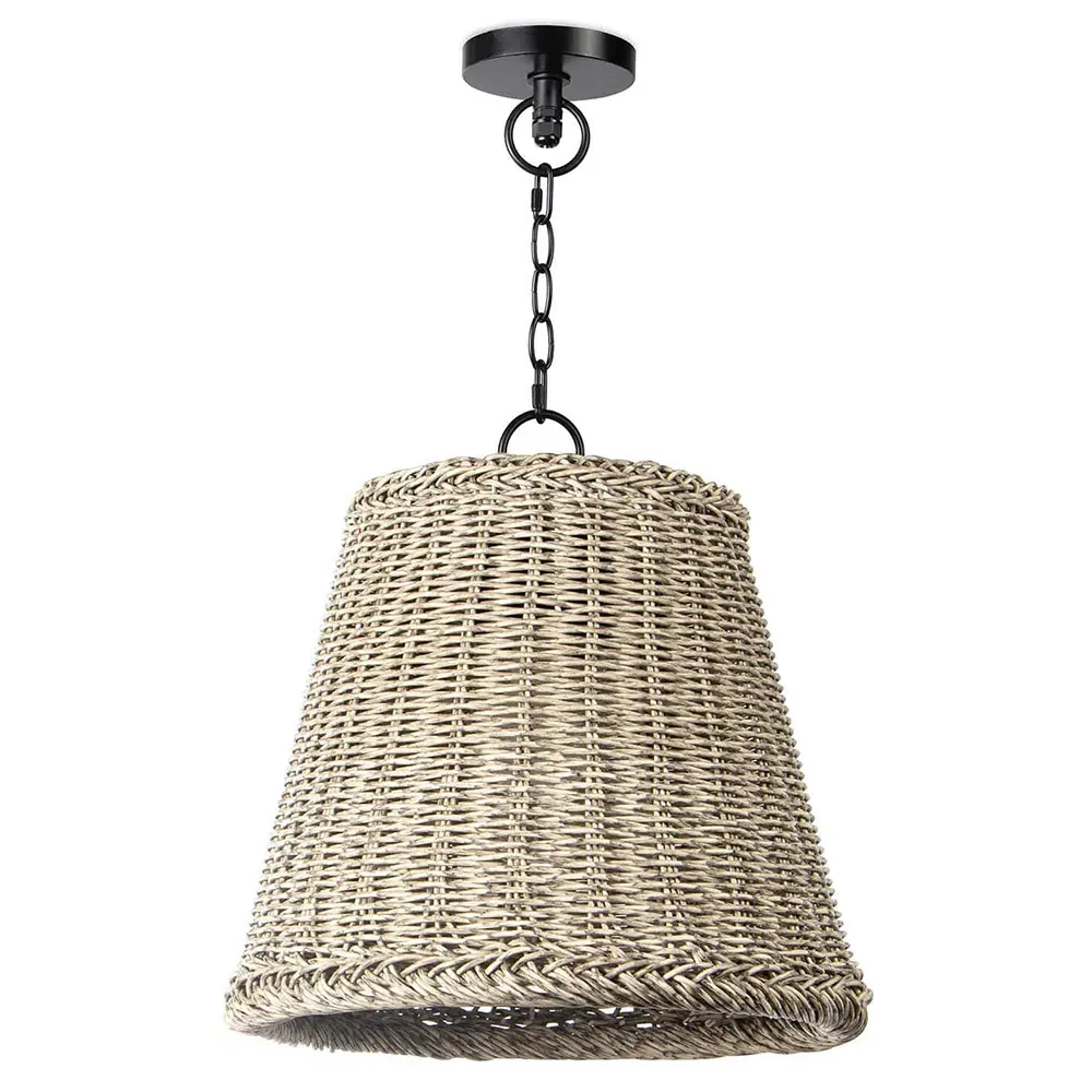 Augustine Small Rattan Wicker Outdoor Pendant - White image