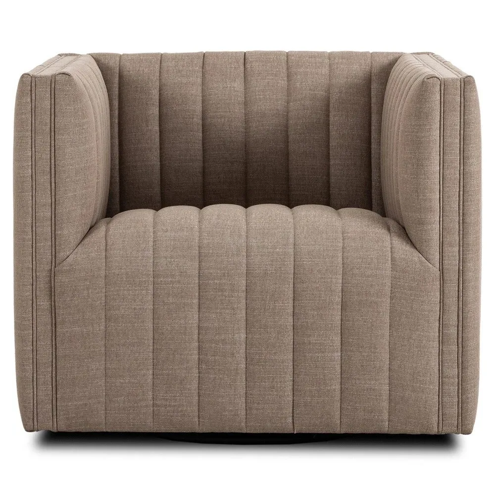 Augustine Tufted Swivel Chair - Taupe, Crypton Performance Fabric