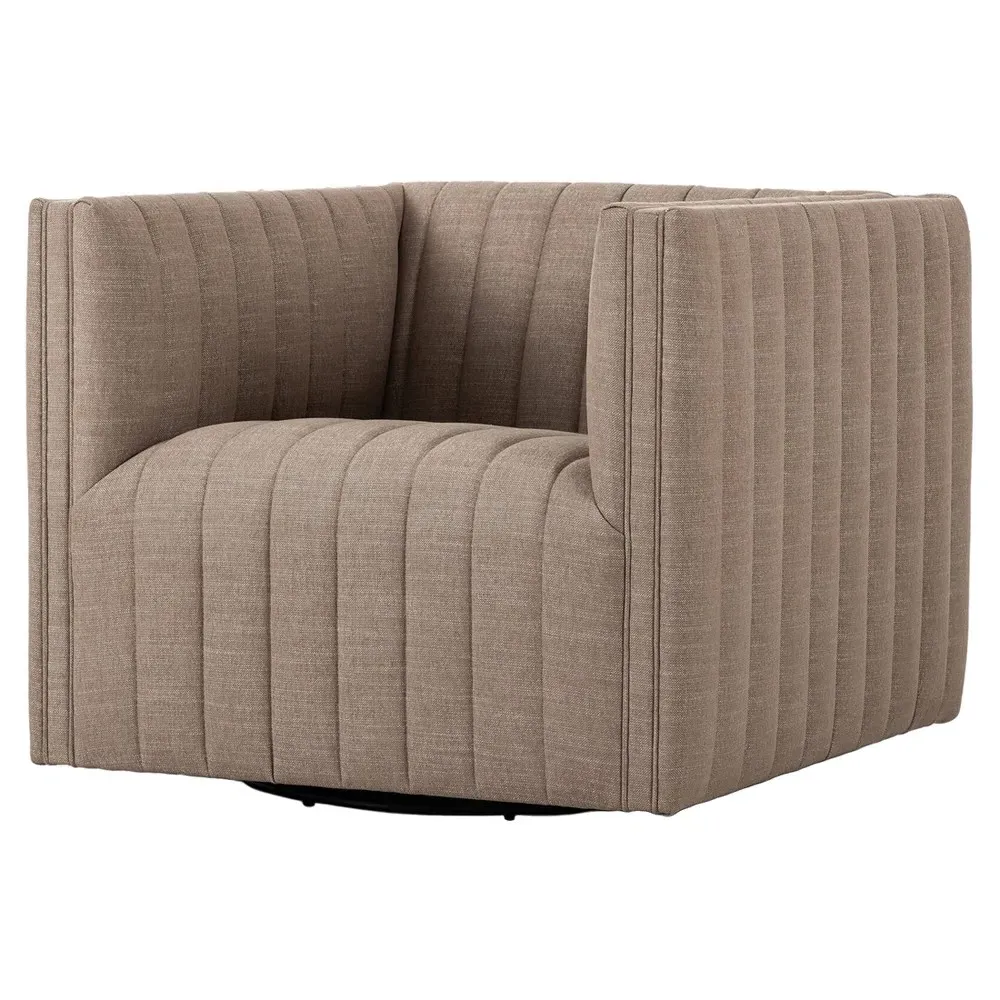 Augustine Tufted Swivel Chair - Taupe, Crypton Performance Fabric image