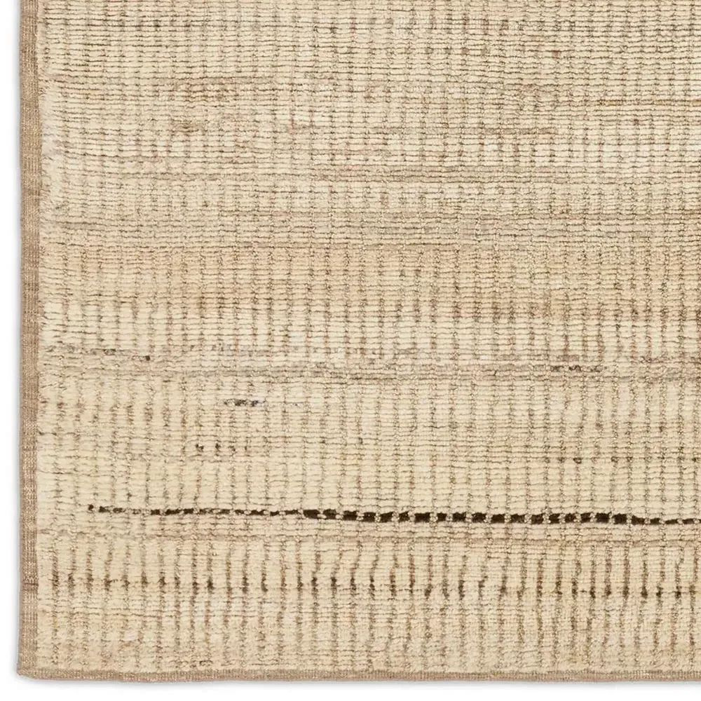 Aura Andar Striped Hand Knotted Rug Sample - Taupe, Wool