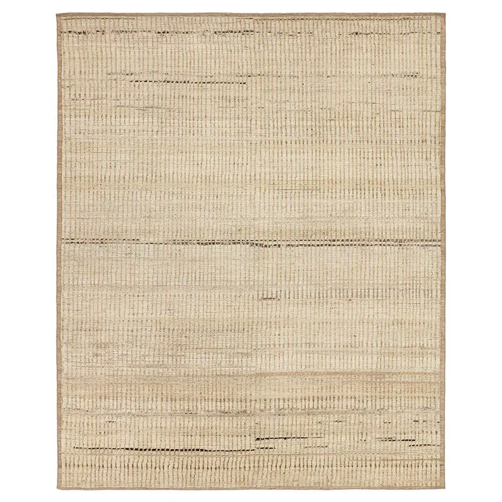 Aura Andar Striped Hand Knotted Rug - Taupe, Wool
