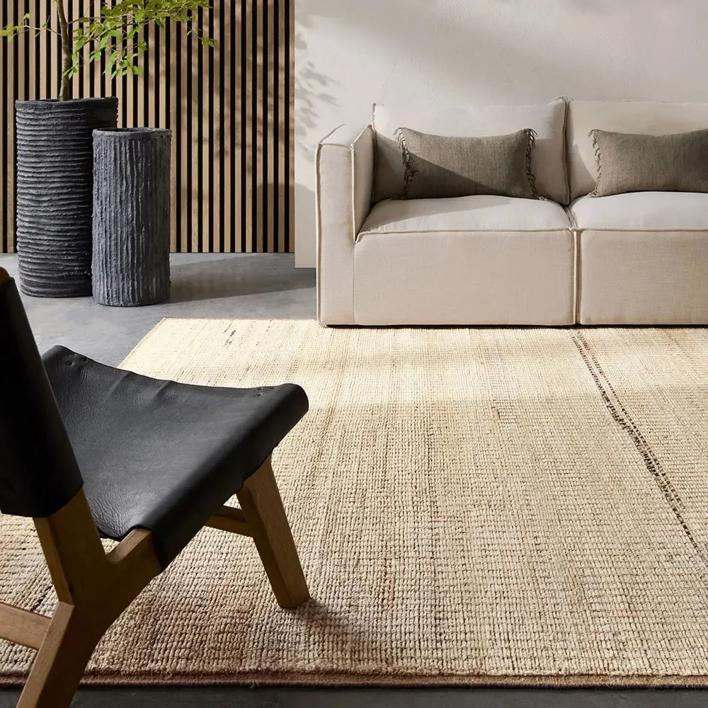 Aura Andar Striped Hand Knotted Rug - Taupe, Wool