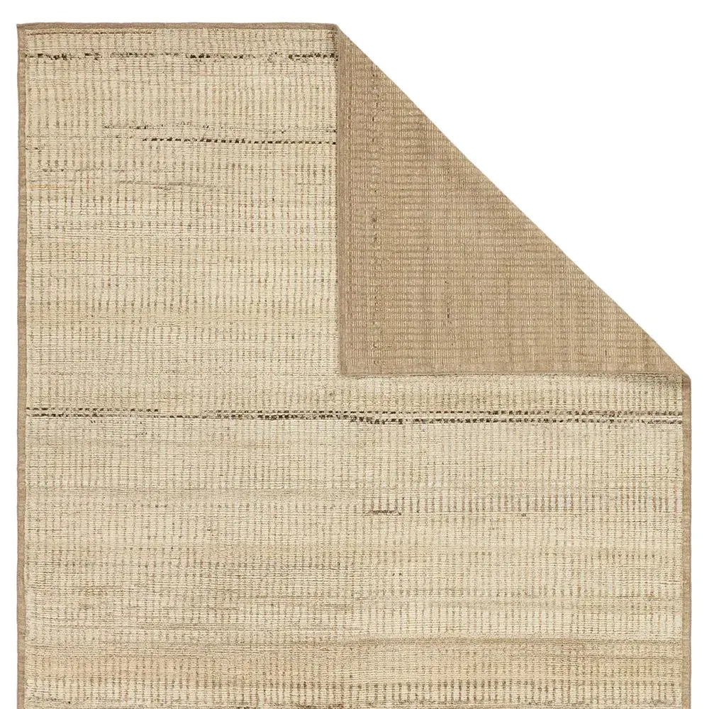 Aura Andar Striped Hand Knotted Rug - Taupe, Wool